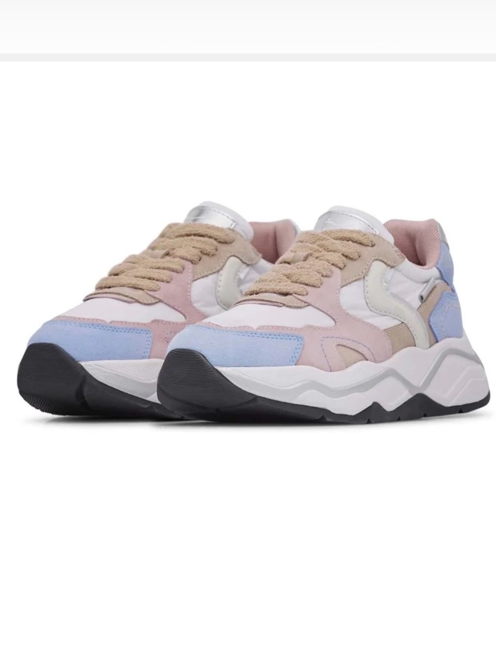NWT VOILE BLANCHE CLUB119 Nylon and Suede Sneaker in Sky Blue- Pink- White - Picture 2 of 16